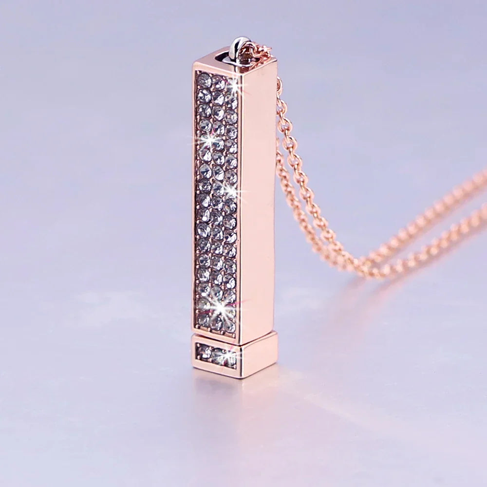 3D Crystal Vertical Bar Necklace