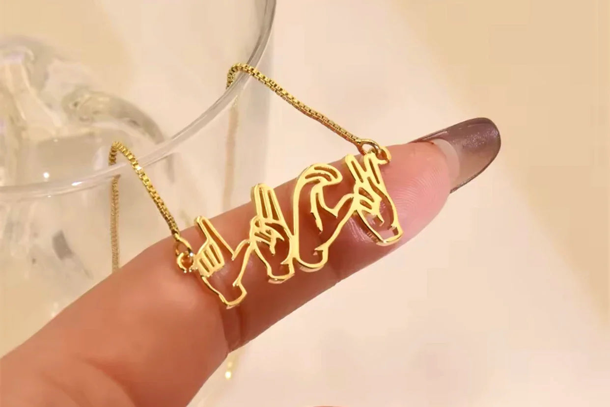 BSL Sign Language Name Necklace