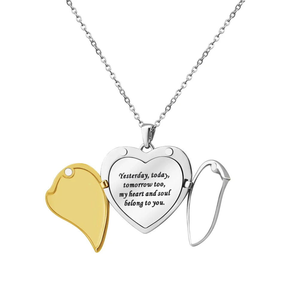 Two-Tone Heart Locket Necklace