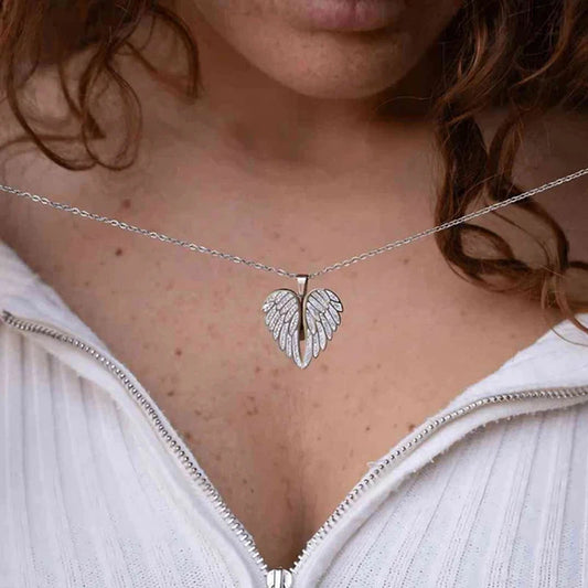Guardian Heart Angel Wings Photo Necklace