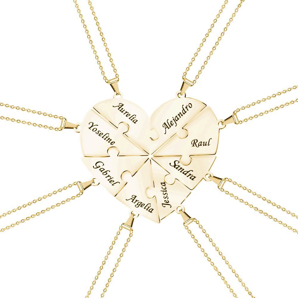Heart Pieces Necklace with Engraved Name