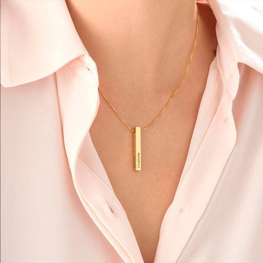 Totem 3D Vertical Bar Necklace