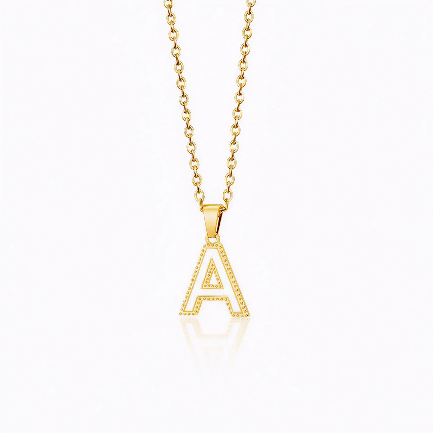 Gold Initial Necklace with Enamelled Pendant