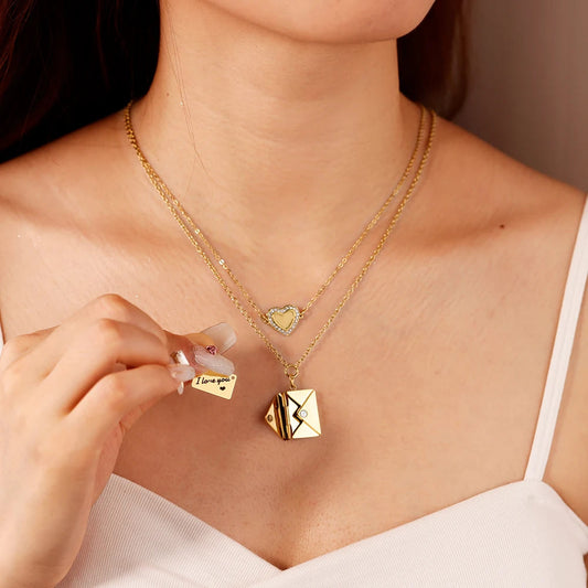 Love Letter Envelope Necklace with Personalised Message