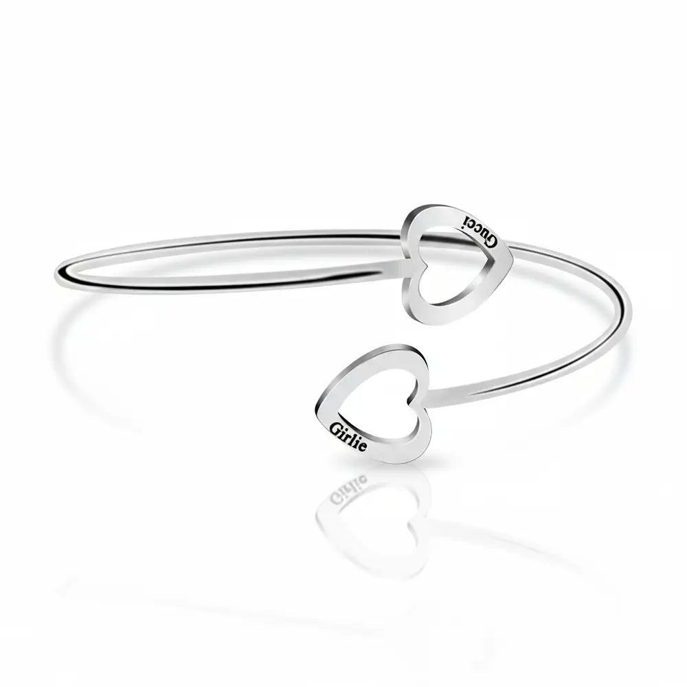 Two Hearts Open Bangle