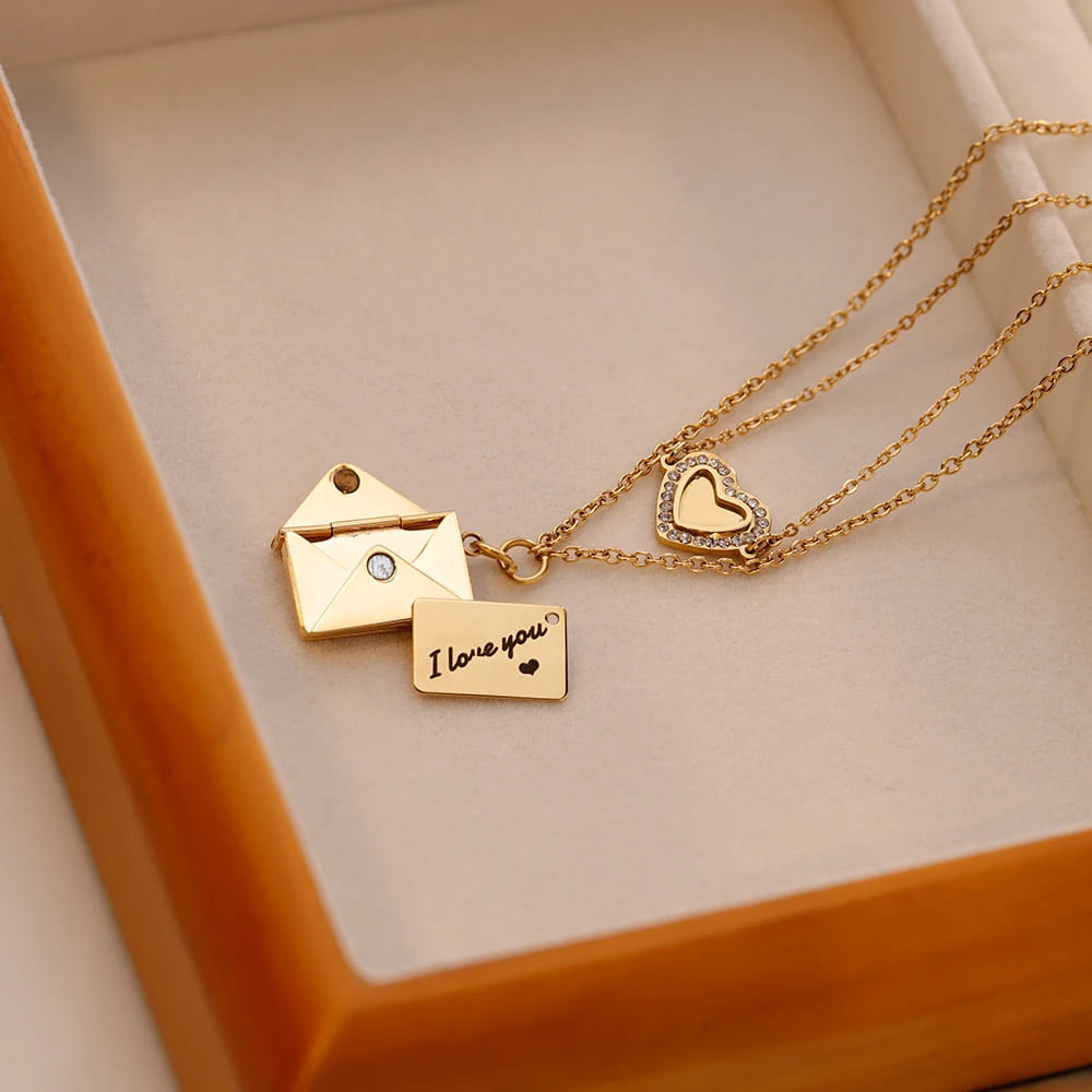 Love Letter Envelope Necklace with Personalised Message