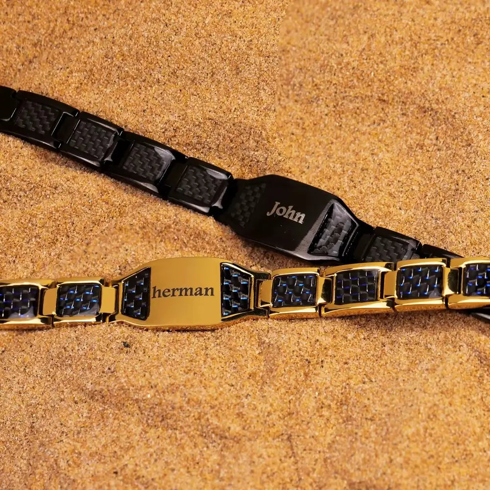 Engraved Carbon Fibre Bracelet for Men