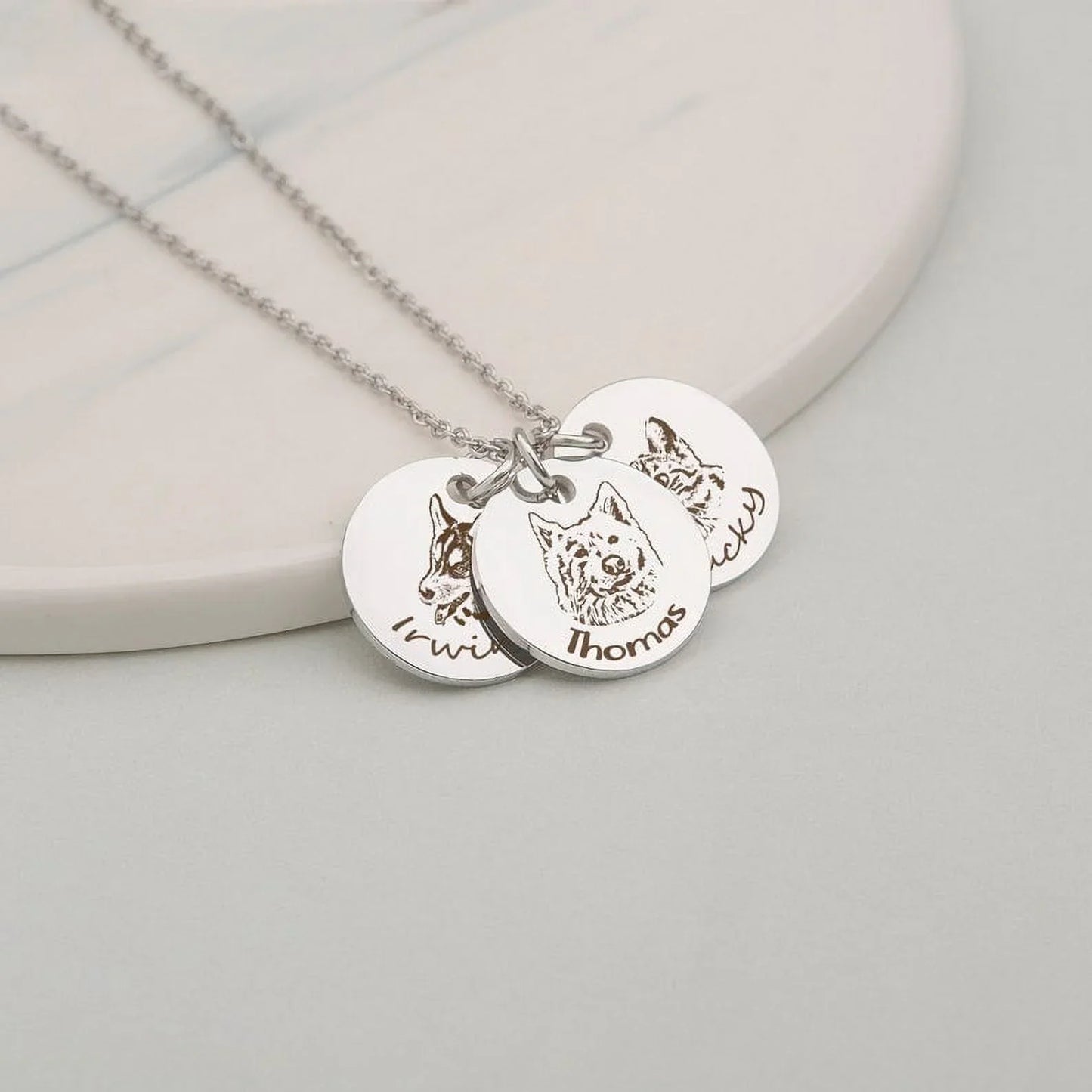 Laser Engraved Pet Portrait Necklace