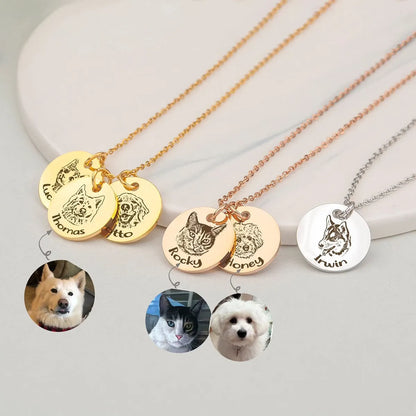 Laser Engraved Pet Portrait Necklace