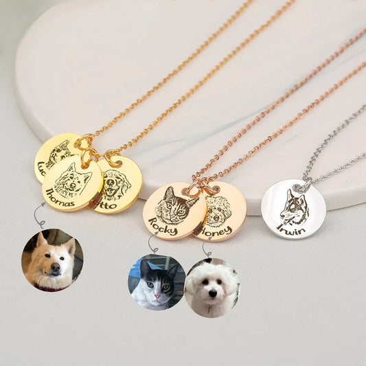Laser Engraved Pet Portrait Necklace