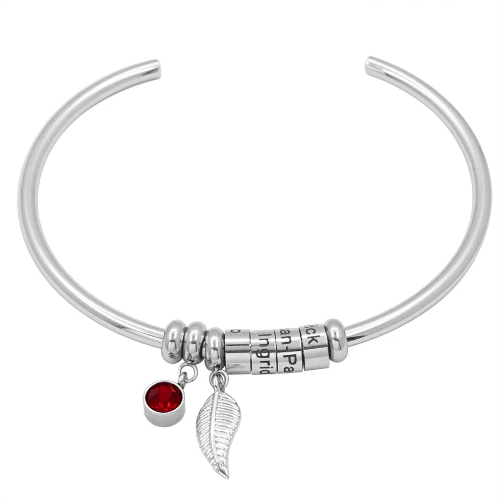 Mother's Open Cuff Bangle with Names