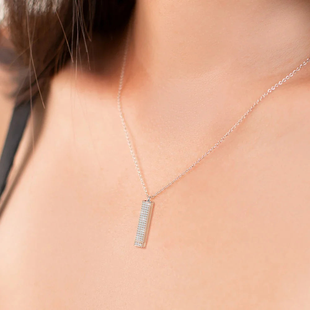 3D Crystal Vertical Bar Necklace
