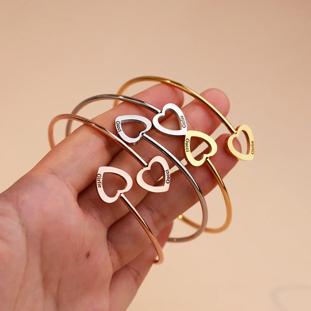 Two Hearts Open Bangle