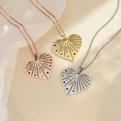 Family Heart Birthstone Necklace