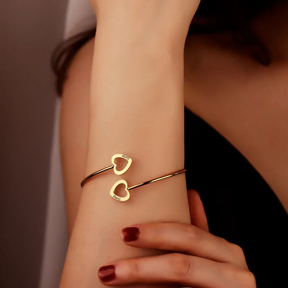 Two Hearts Open Bangle