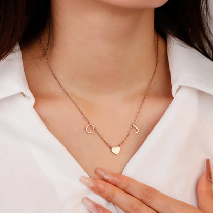 Sideways Initial Heart Necklace