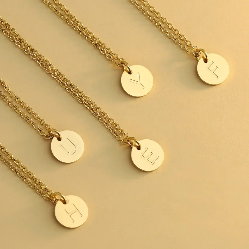 Minimalist Initial Disc Necklace