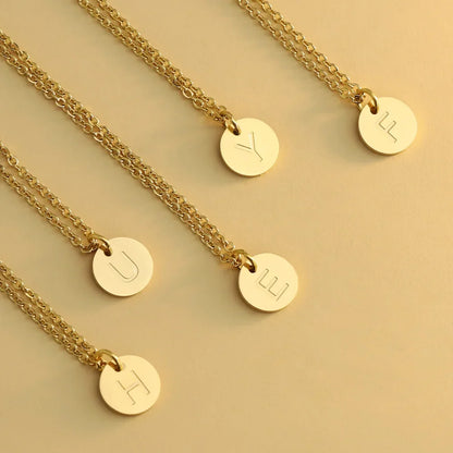 Minimalist Initial Disc Necklace