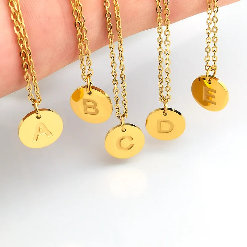 Minimalist Initial Disc Necklace