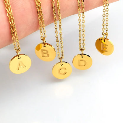 Minimalist Initial Disc Necklace