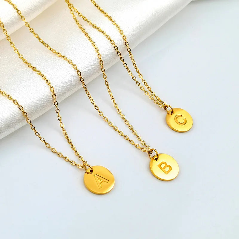 Minimalist Initial Disc Necklace