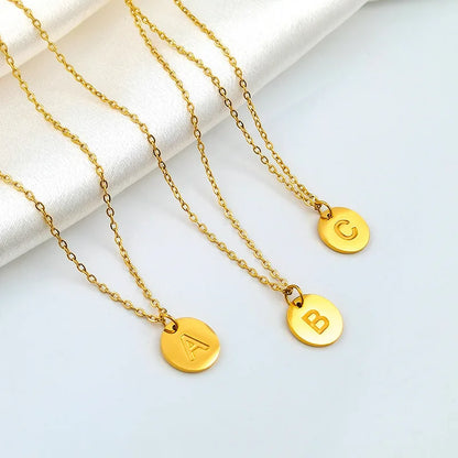 Minimalist Initial Disc Necklace
