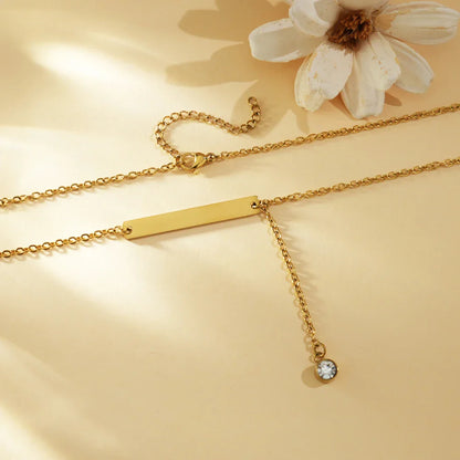 Crystal Drop Bar Necklace