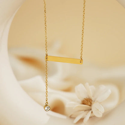 Crystal Drop Bar Necklace