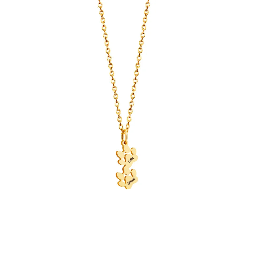 Paw Print Name Necklace