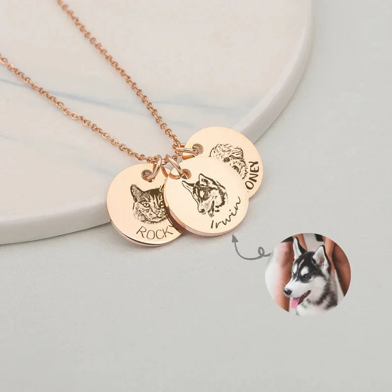 Laser Engraved Pet Portrait Necklace