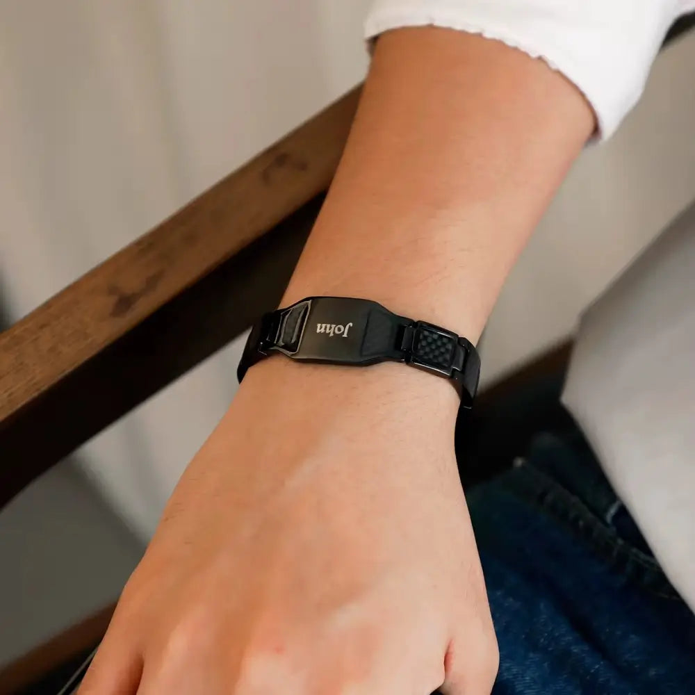Engraved Carbon Fibre Bracelet for Men
