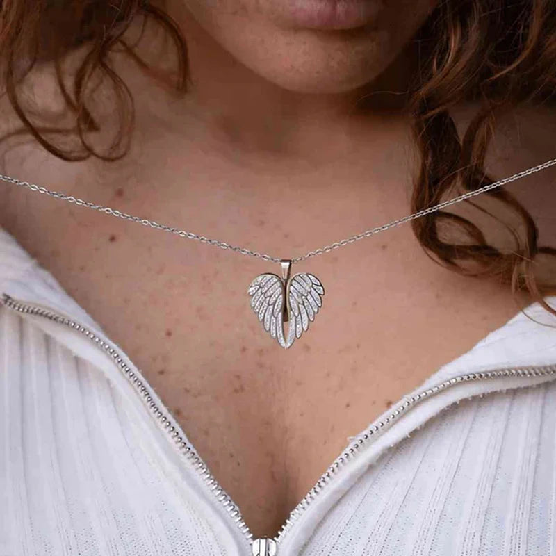 Guardian Heart Angel Wings Photo Necklace