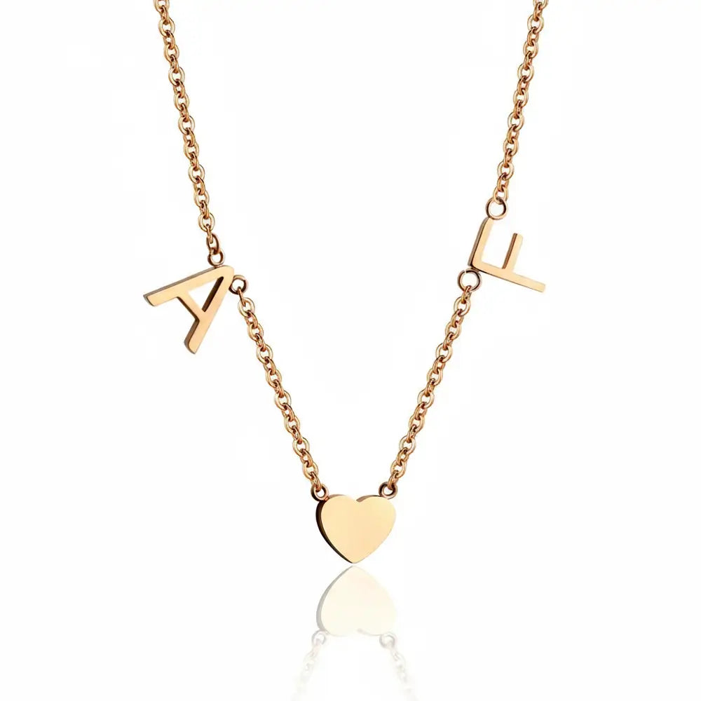 Sideways Initial Heart Necklace