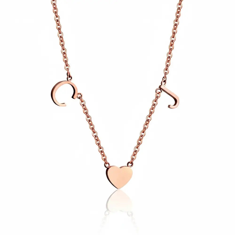 Sideways Initial Heart Necklace
