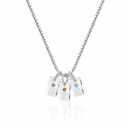 Personalised Initial Birthstone Tag Necklace