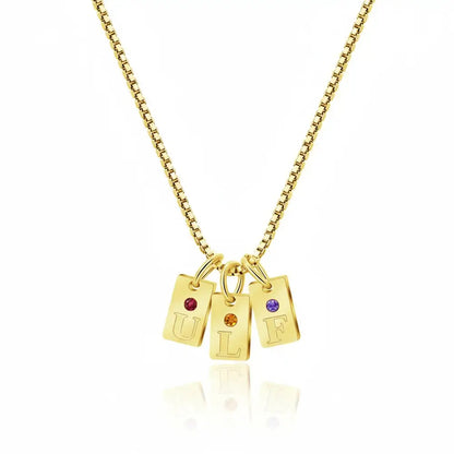 Personalised Initial Birthstone Tag Necklace