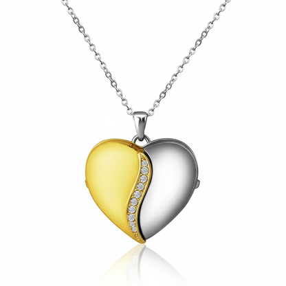 Two-Tone Heart Locket Necklace