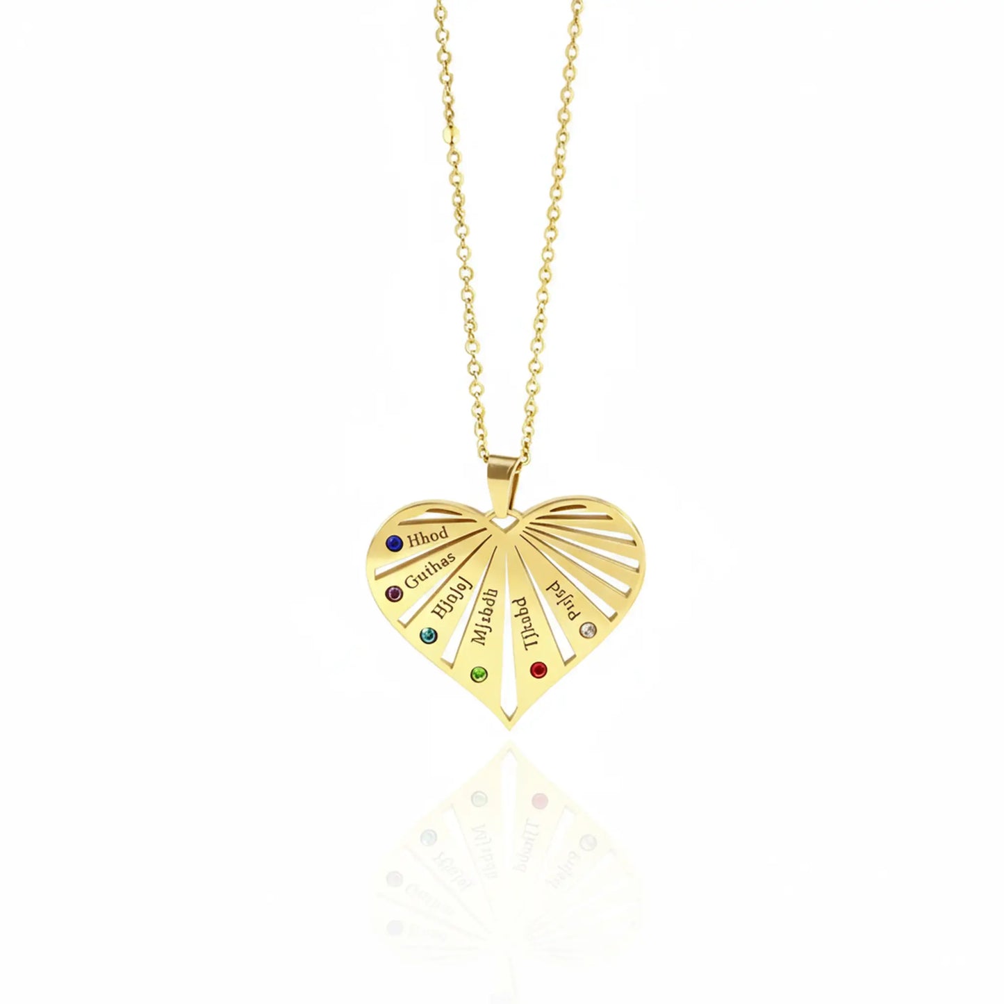 Family Heart Birthstone Necklace