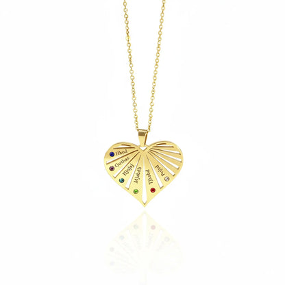 Family Heart Birthstone Necklace