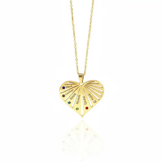 Family Heart Birthstone Necklace