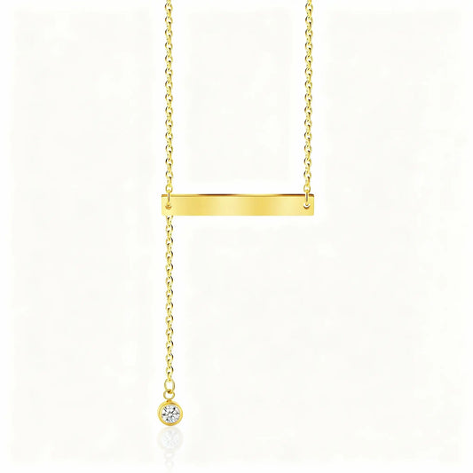 Crystal Drop Bar Necklace