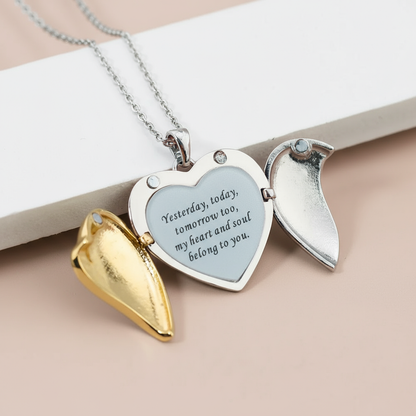 Two-Tone Heart Locket Necklace