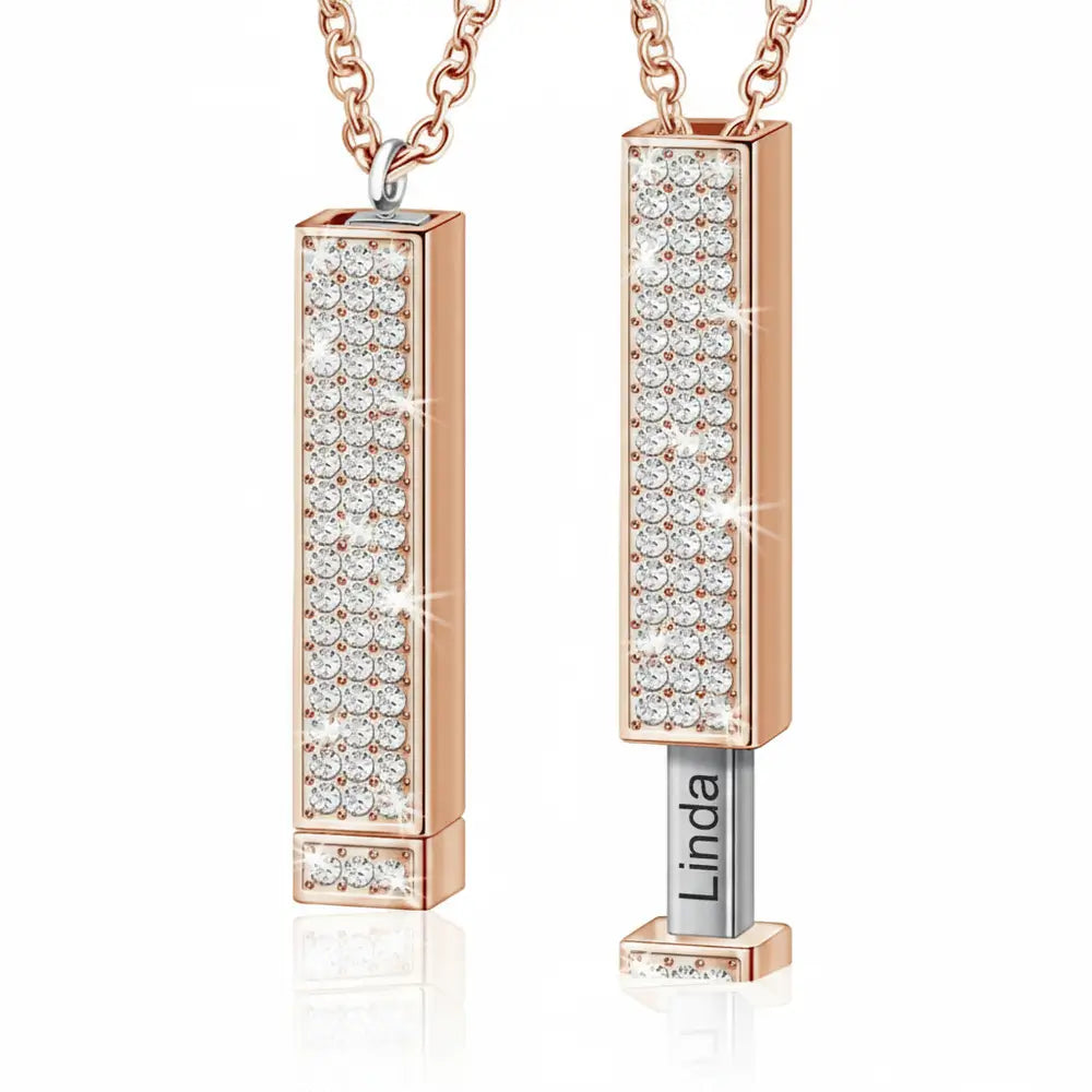 3D Crystal Vertical Bar Necklace