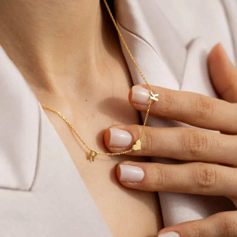 Sideways Initial Heart Necklace