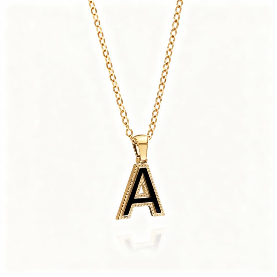 Gold Initial Necklace with Enamelled Pendant