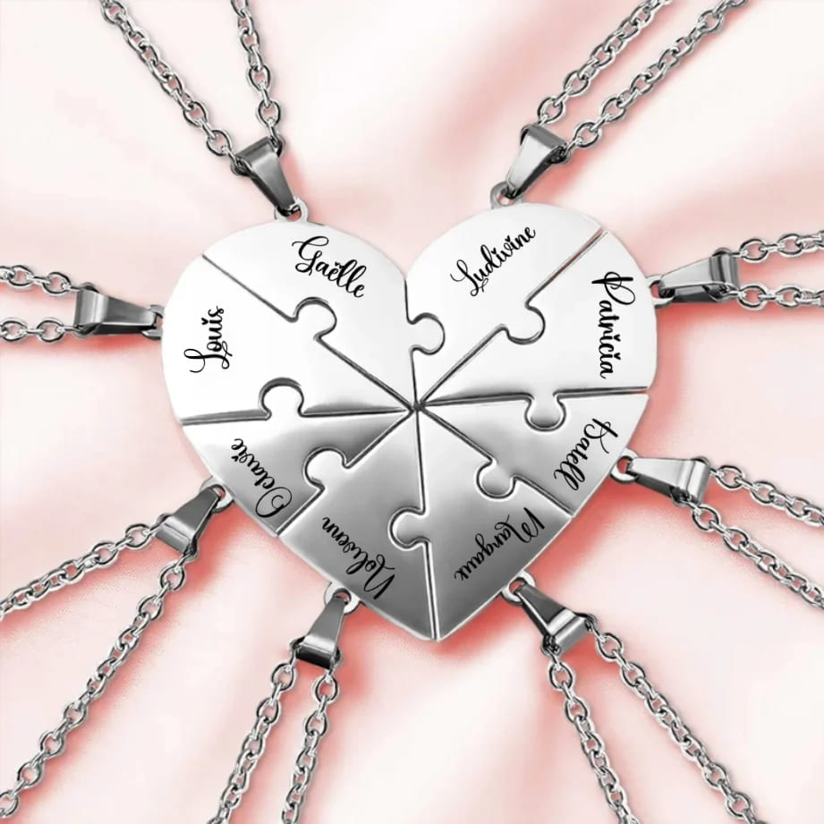 Heart Pieces Necklace with Engraved Name