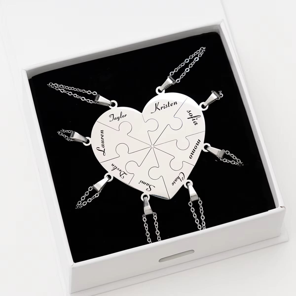 Heart Pieces Necklace with Engraved Name