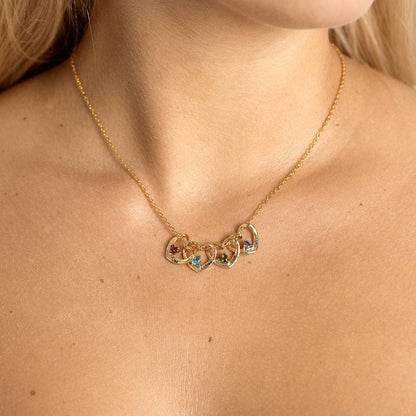 Mother's Heart Necklace with Names & Birthstones
