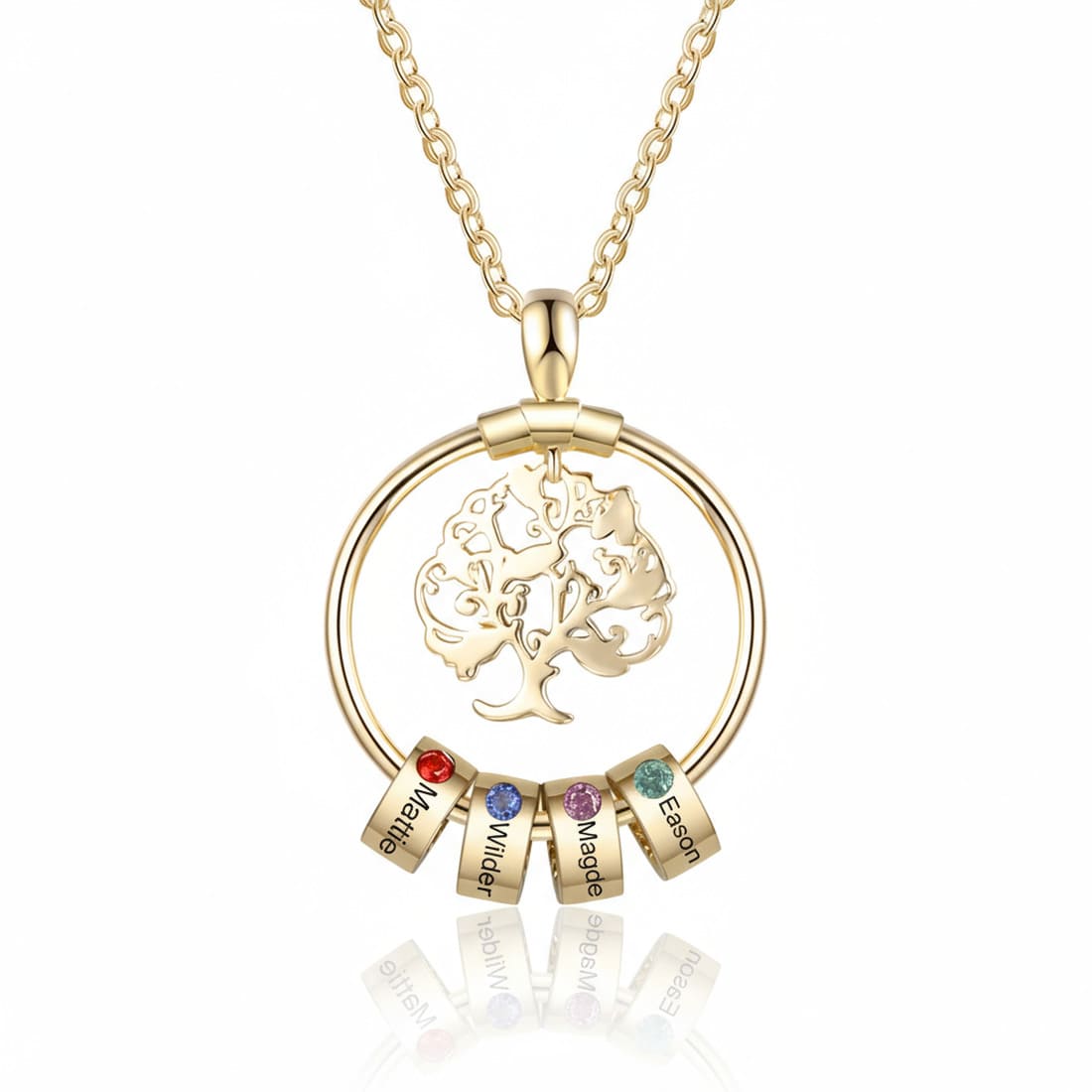 Family Tree of Life Necklace with Names & Birthstones