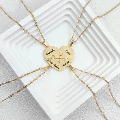 Heart Pieces Necklace with Engraved Name